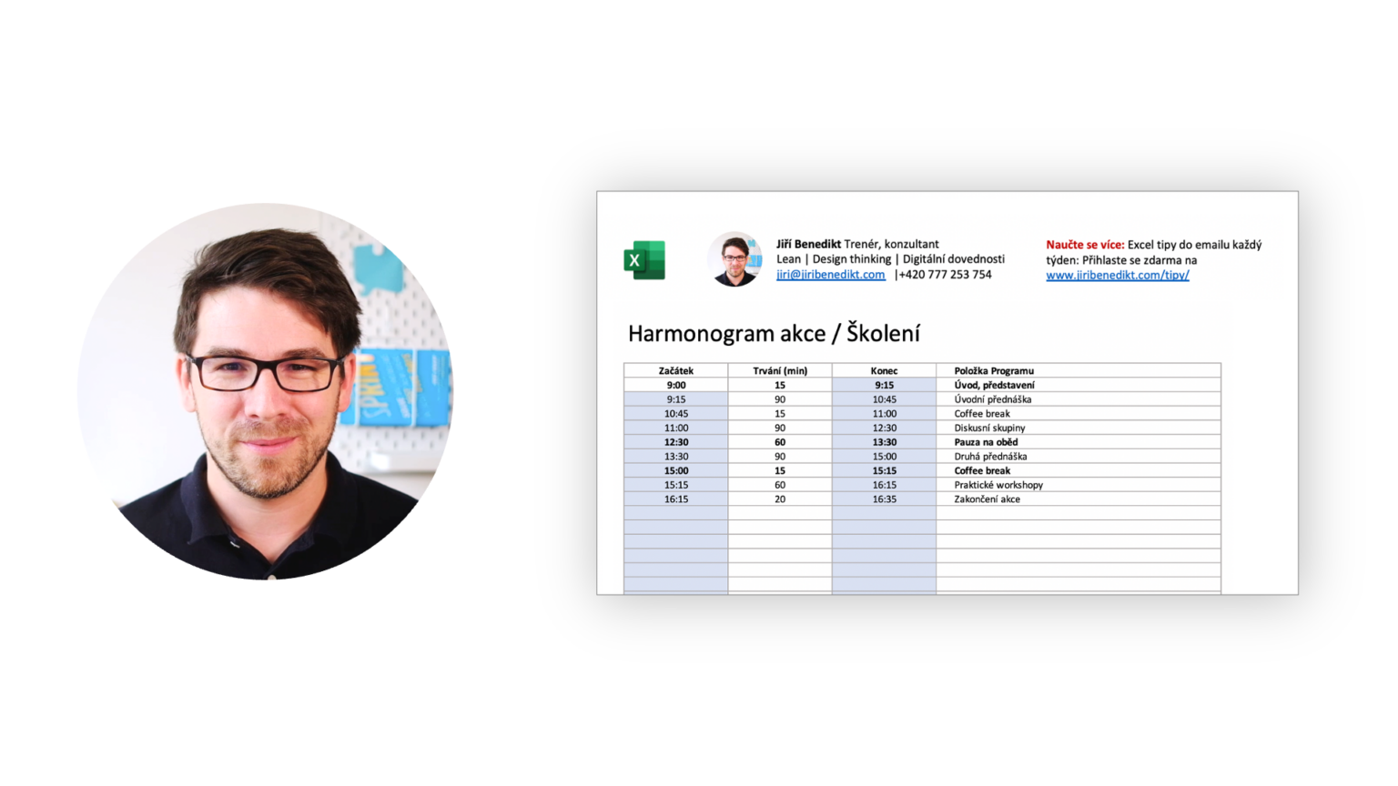 Excel plán / harmonogram akce - ke stažení zdarma - Jiří Benedikt